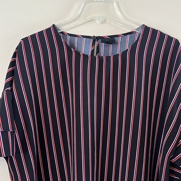 Worthington Women’s Blouse Flutter Sleeves Relax Fit Black Pink Stripes Size 0X - Picture 2 of 13